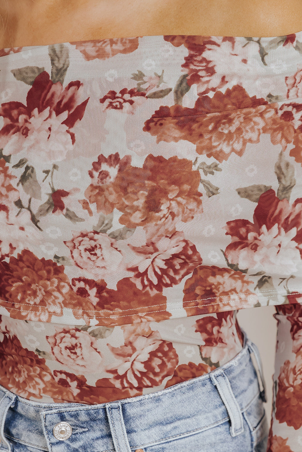 Women's Floral Off-Shoulder Long Sleeve Bodysuit