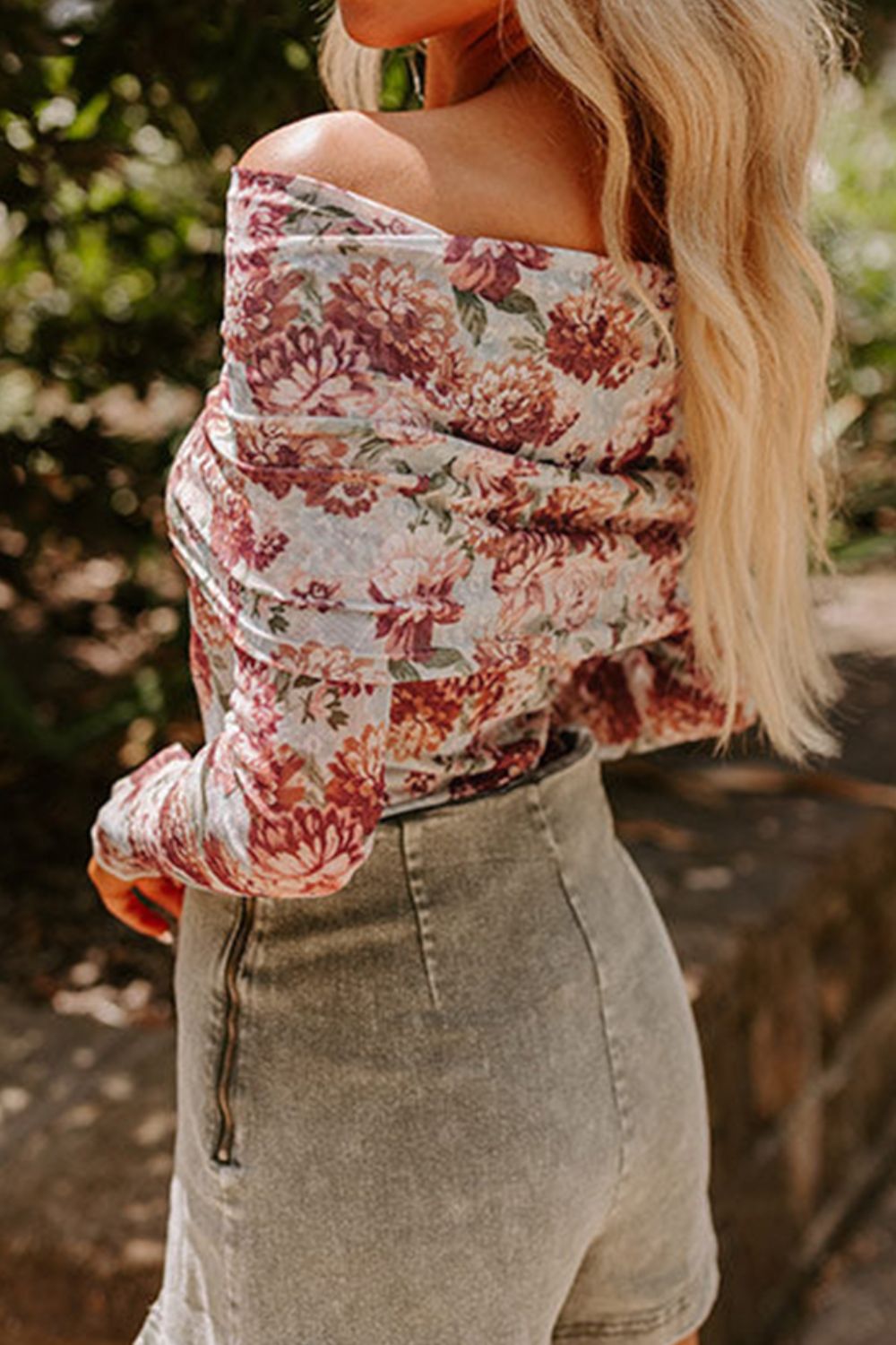 Women's Floral Off-Shoulder Long Sleeve Bodysuit
