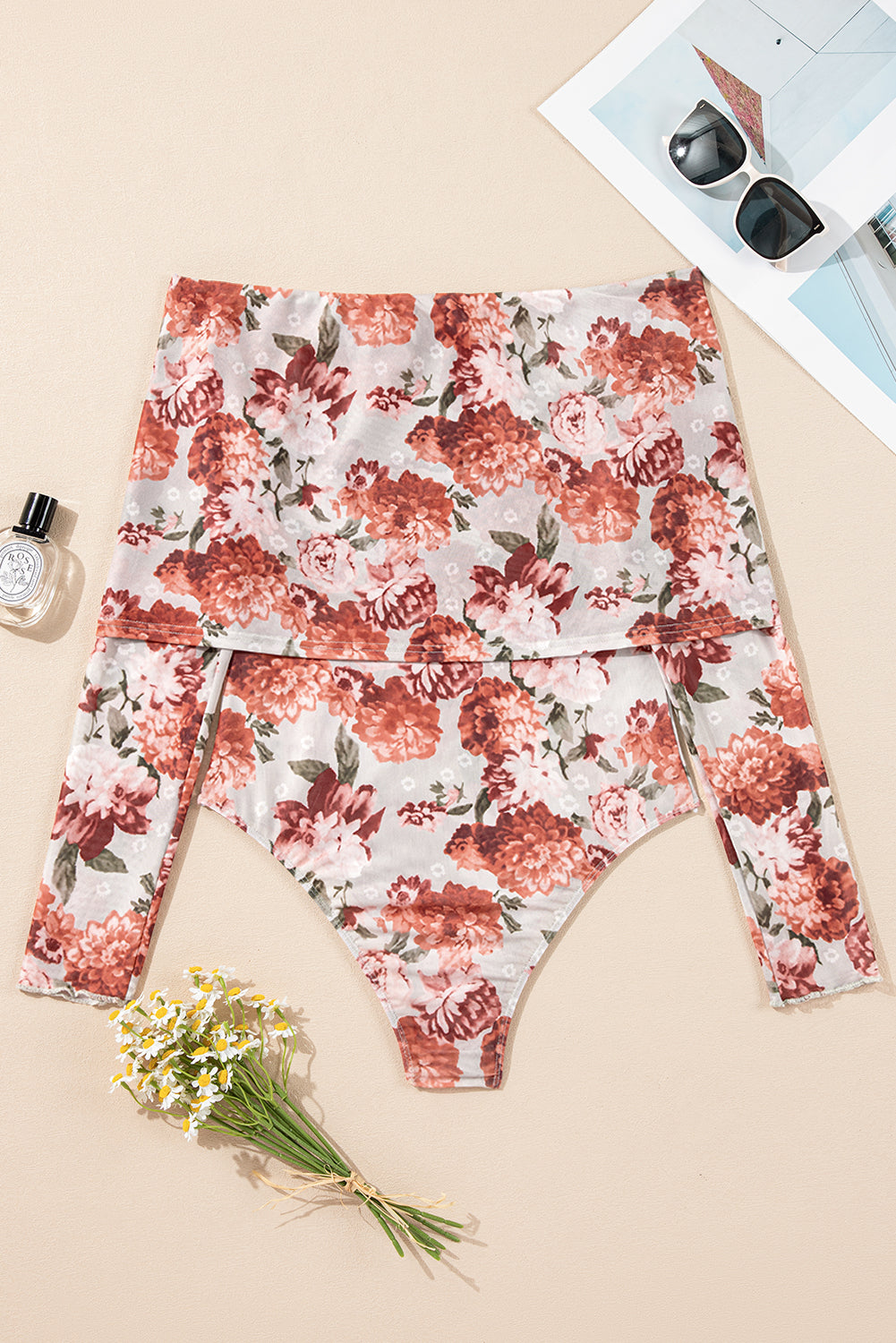 Women's Floral Off-Shoulder Long Sleeve Bodysuit