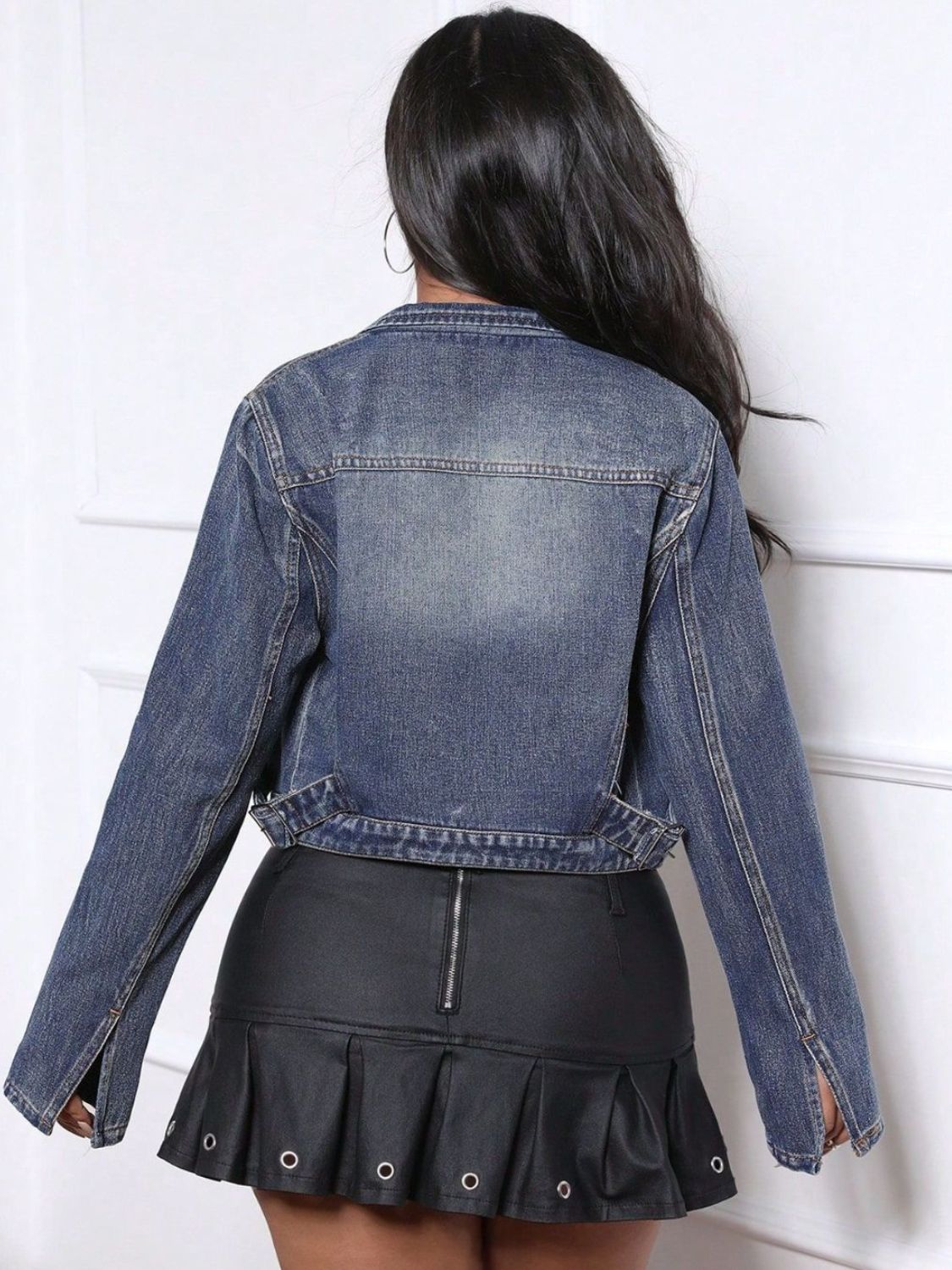 Women’s Zip Up Long Sleeve Denim Top