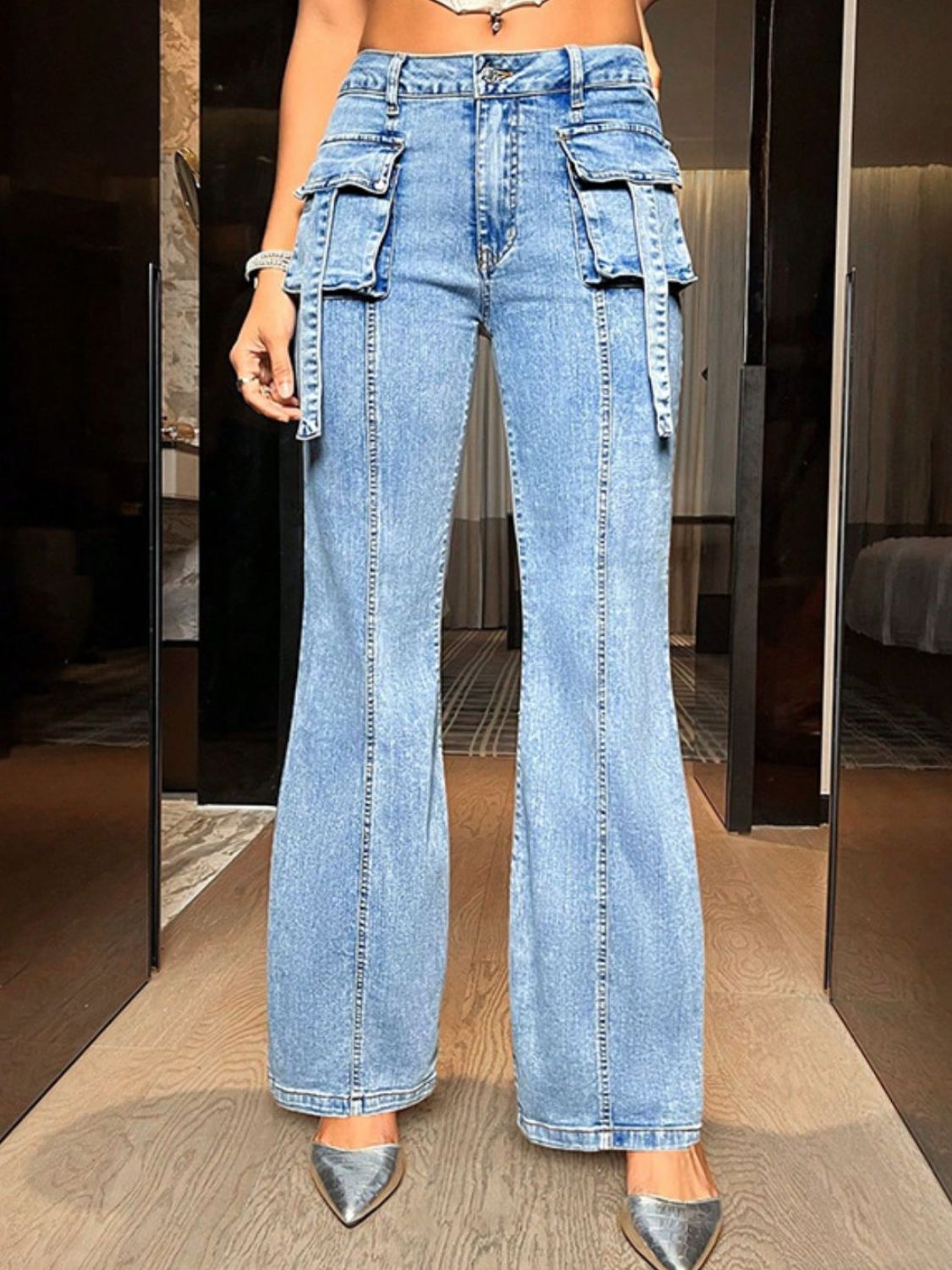 Women’s Mid Rise Straight Cargo Jeans