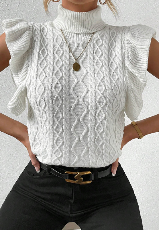 Women's Cable Knit Turtleneck Sweater Top