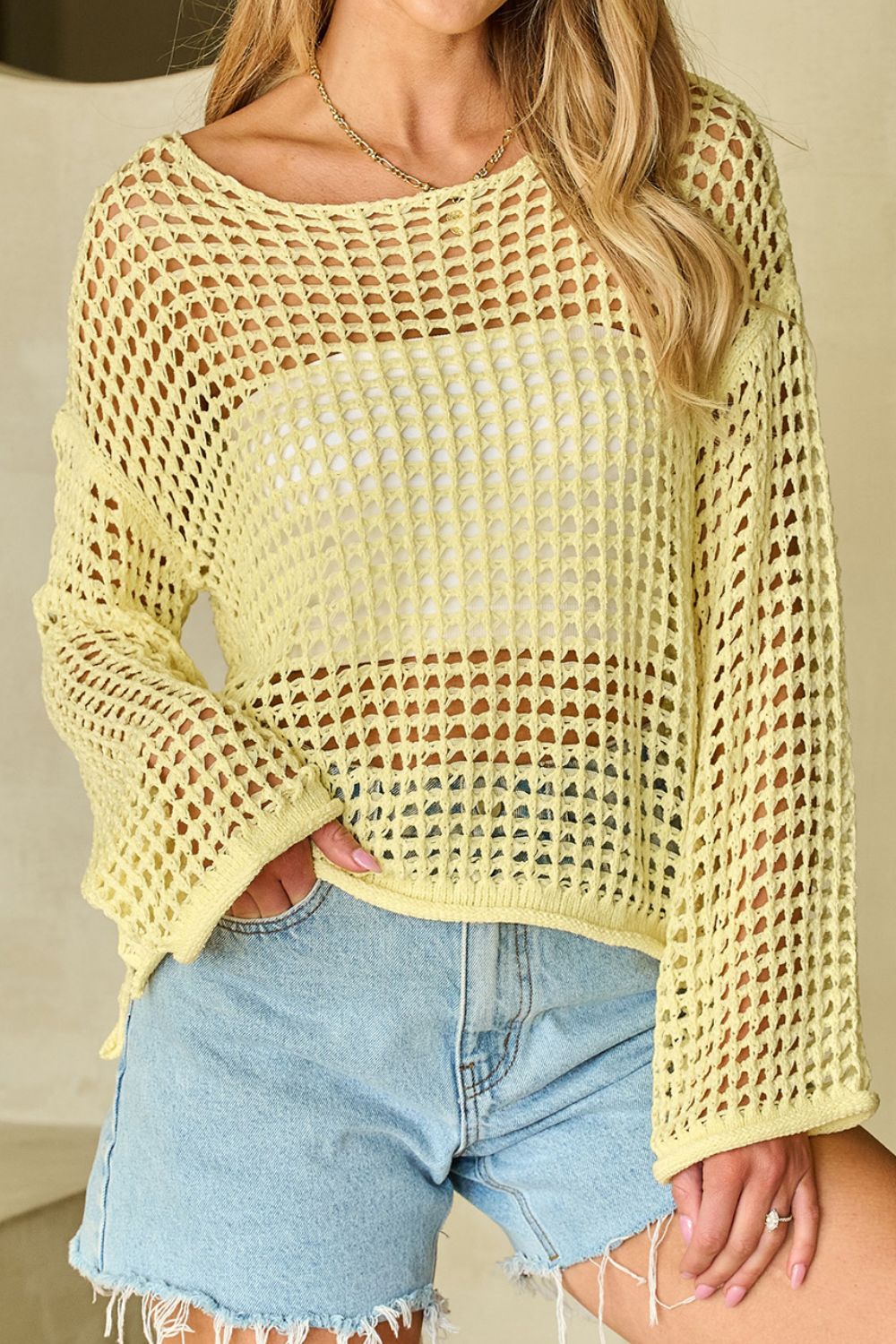 Women’s Open Round Neck Knit Cover Up Top