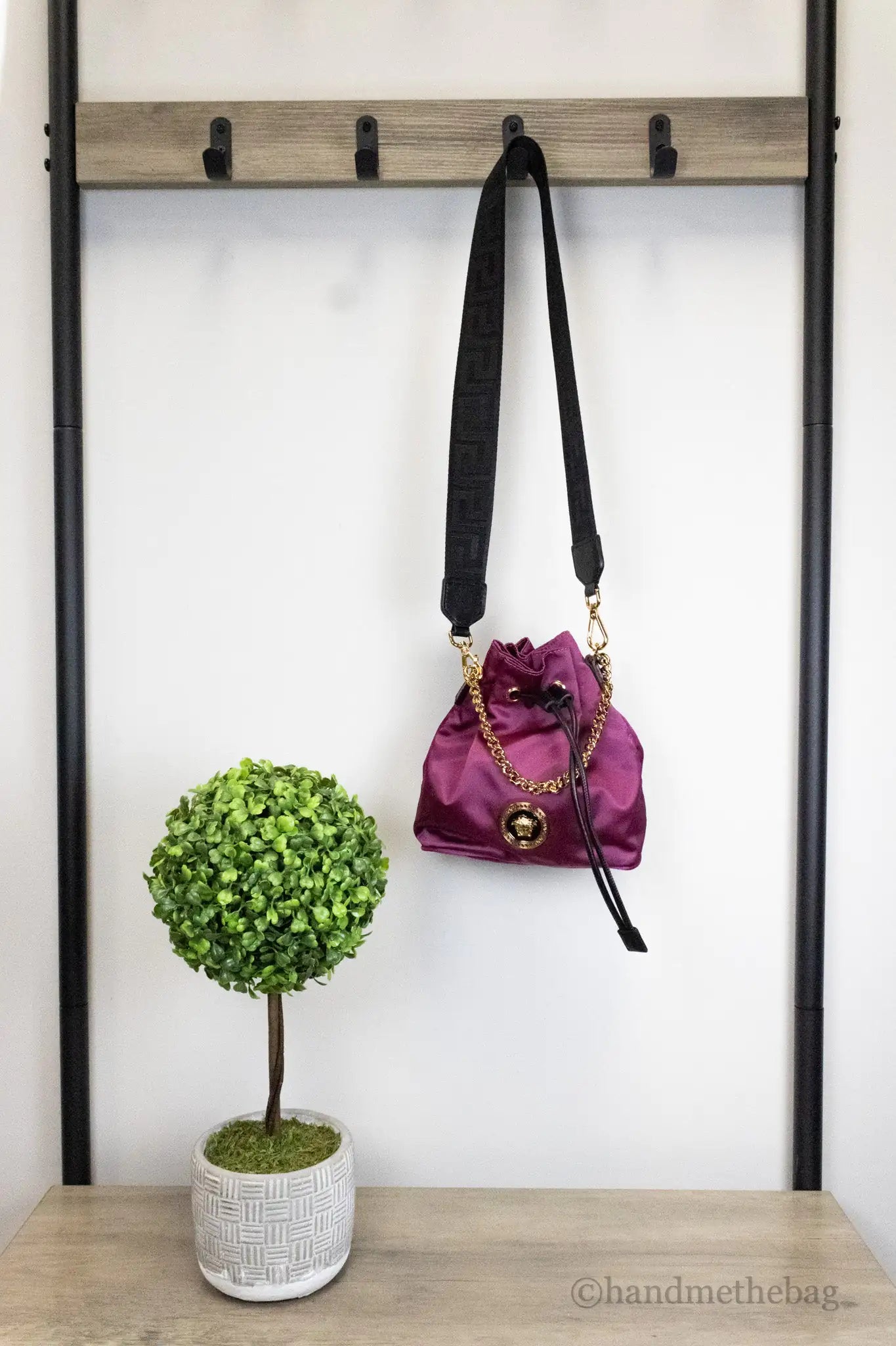Versace Dahlia Nylon Medusa Pendant Chain Crossbody Bag