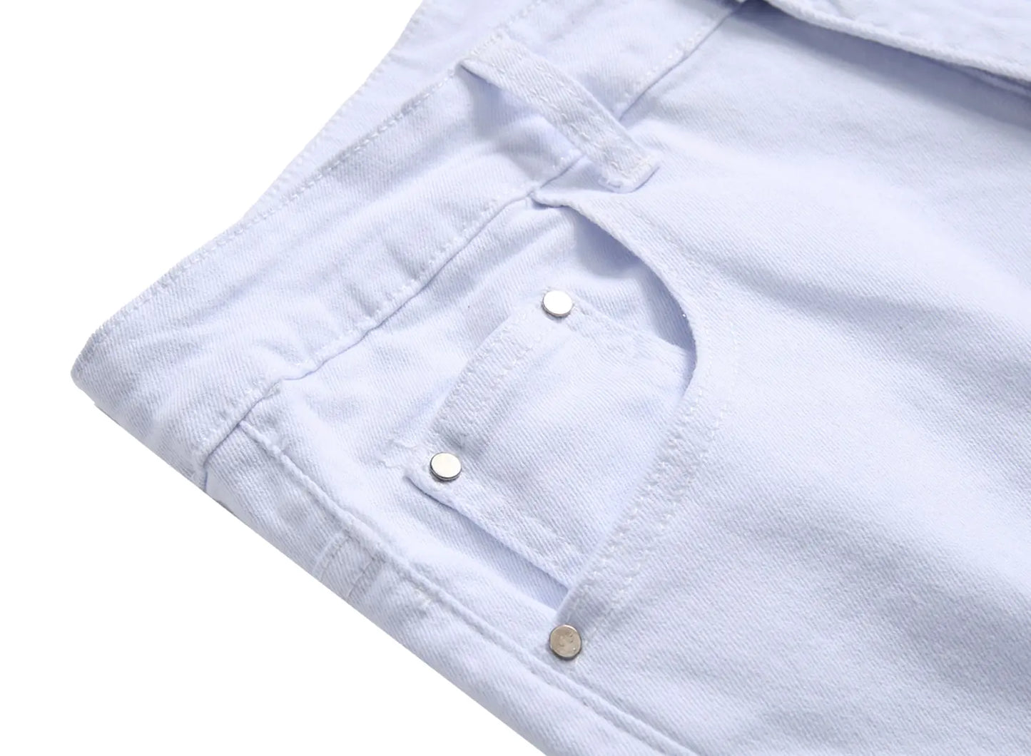 Men's White Distressed Straight Fit Jeans