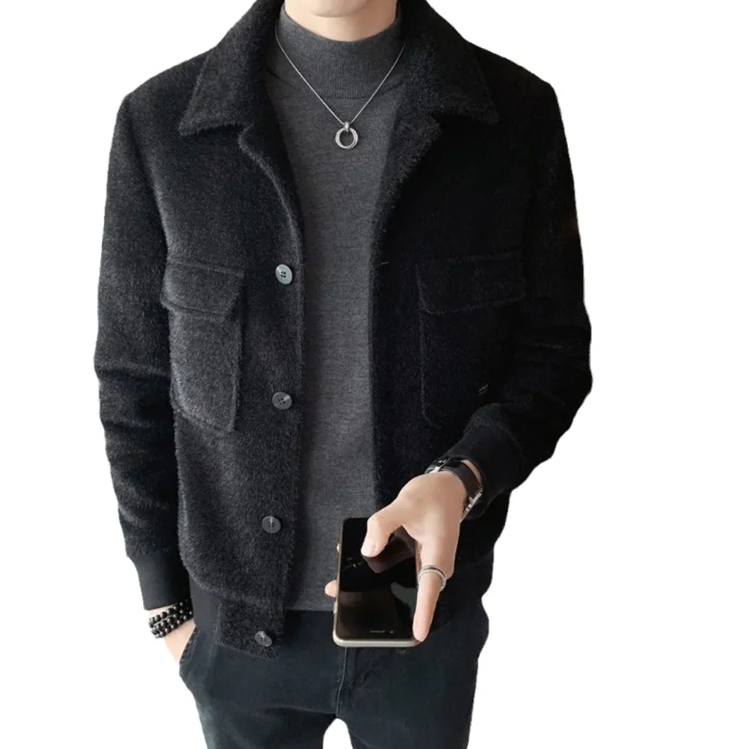 Men's Golden Mink Velvet Fur Coat