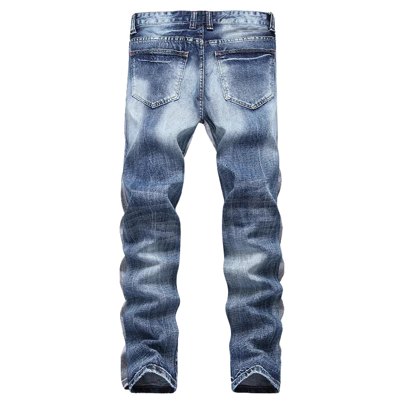 Men's Cross Border Ripped Straight Regular Jeans