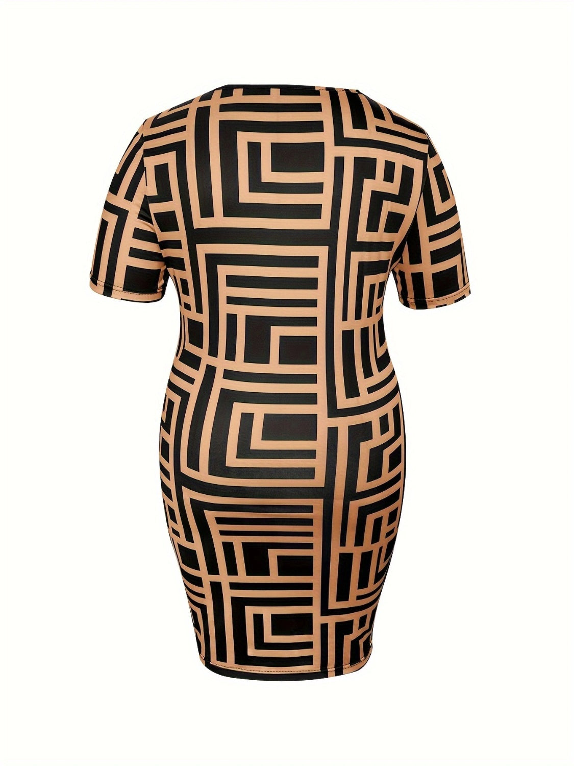 Sweetheart-Neck Short Sleeve Plus Size Mini Dress