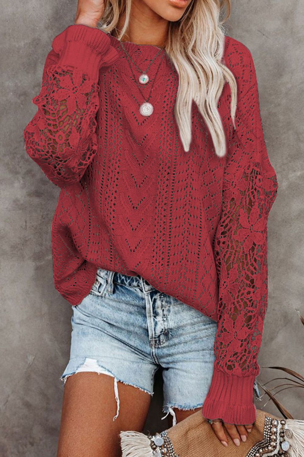 Women's Round Neck Long Sleeve Sweater Top