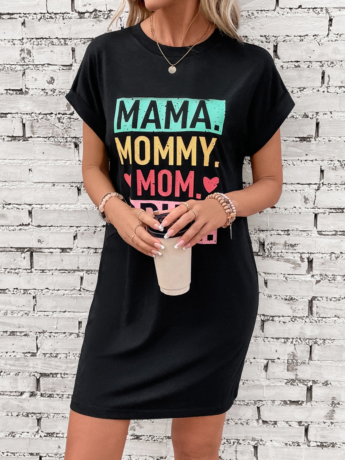 Graphic Mama Short Sleeve Mini T-Dress