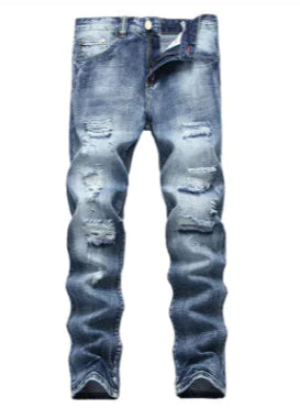 Men's Cross Border Ripped Straight Regular Jeans