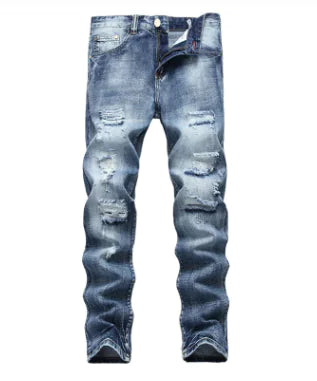 Men's Cross Border Ripped Straight Regular Jeans