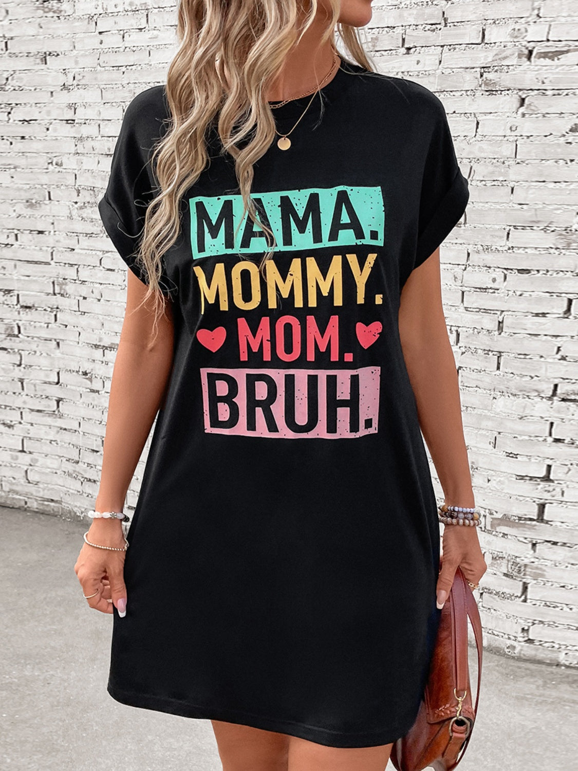 Graphic Mama Short Sleeve Mini T-Dress