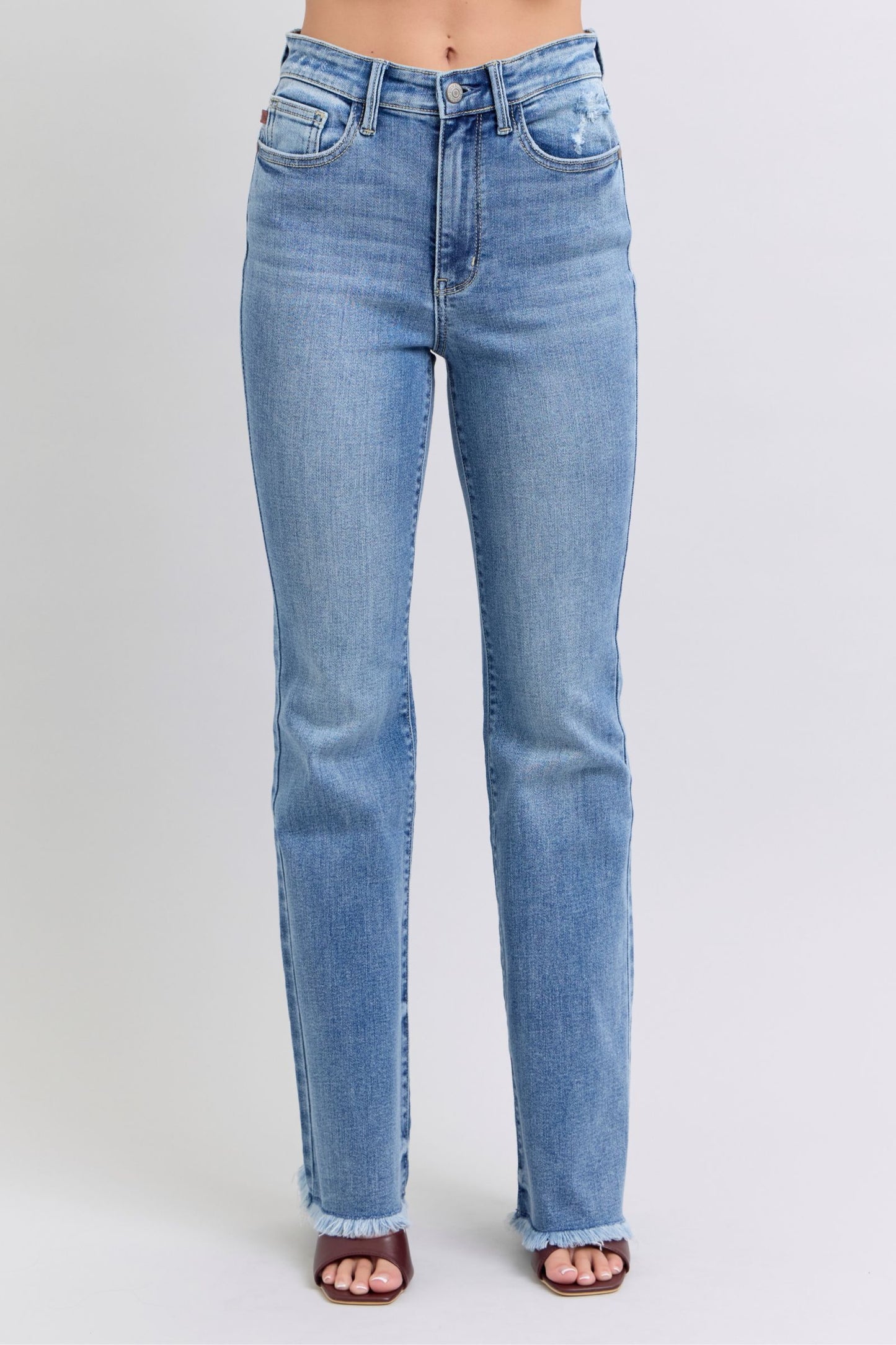 Women's Judy Blue Raw Hem High Rise Bootcut Jeans