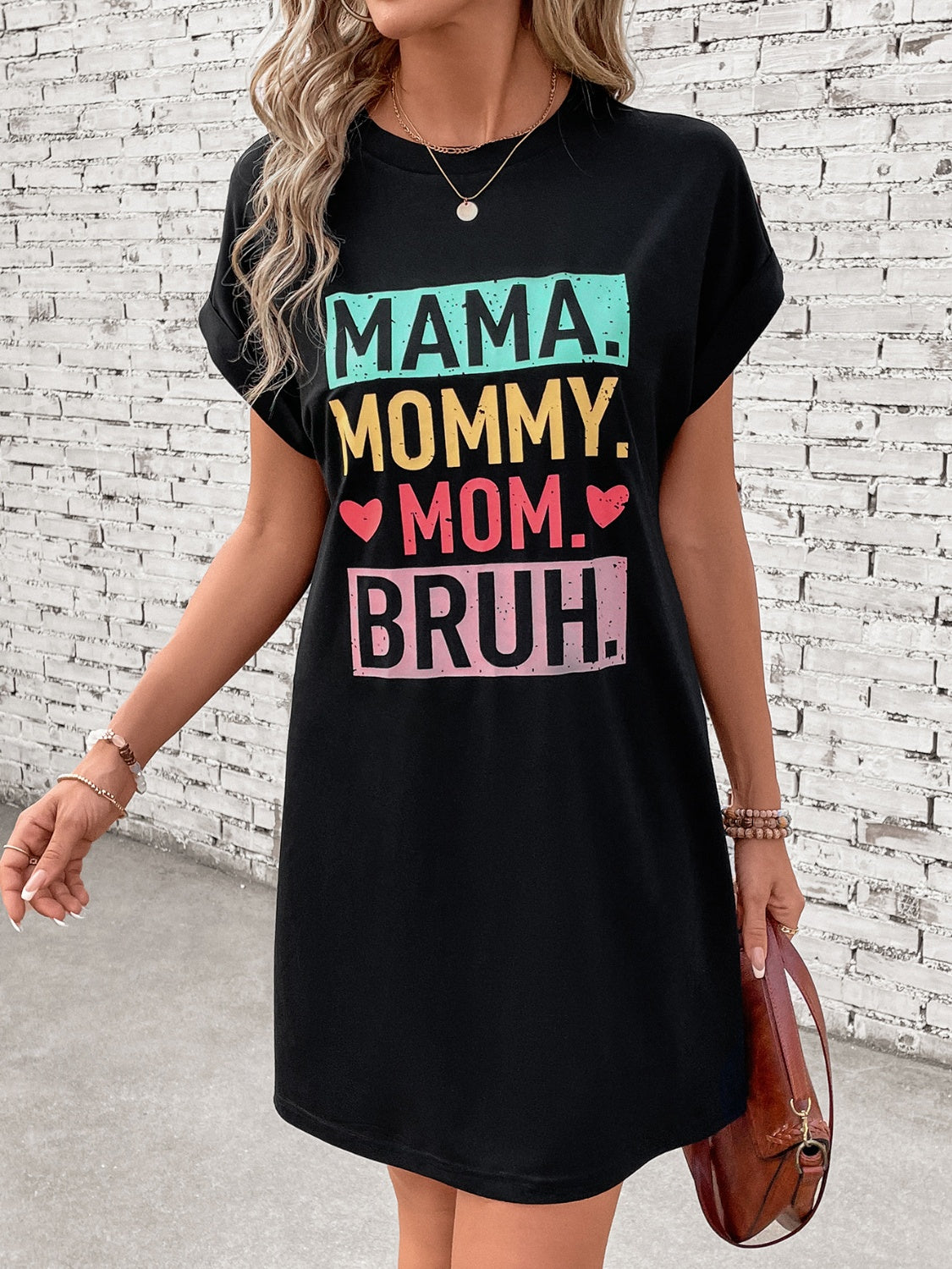 Graphic Mama Short Sleeve Mini T-Dress