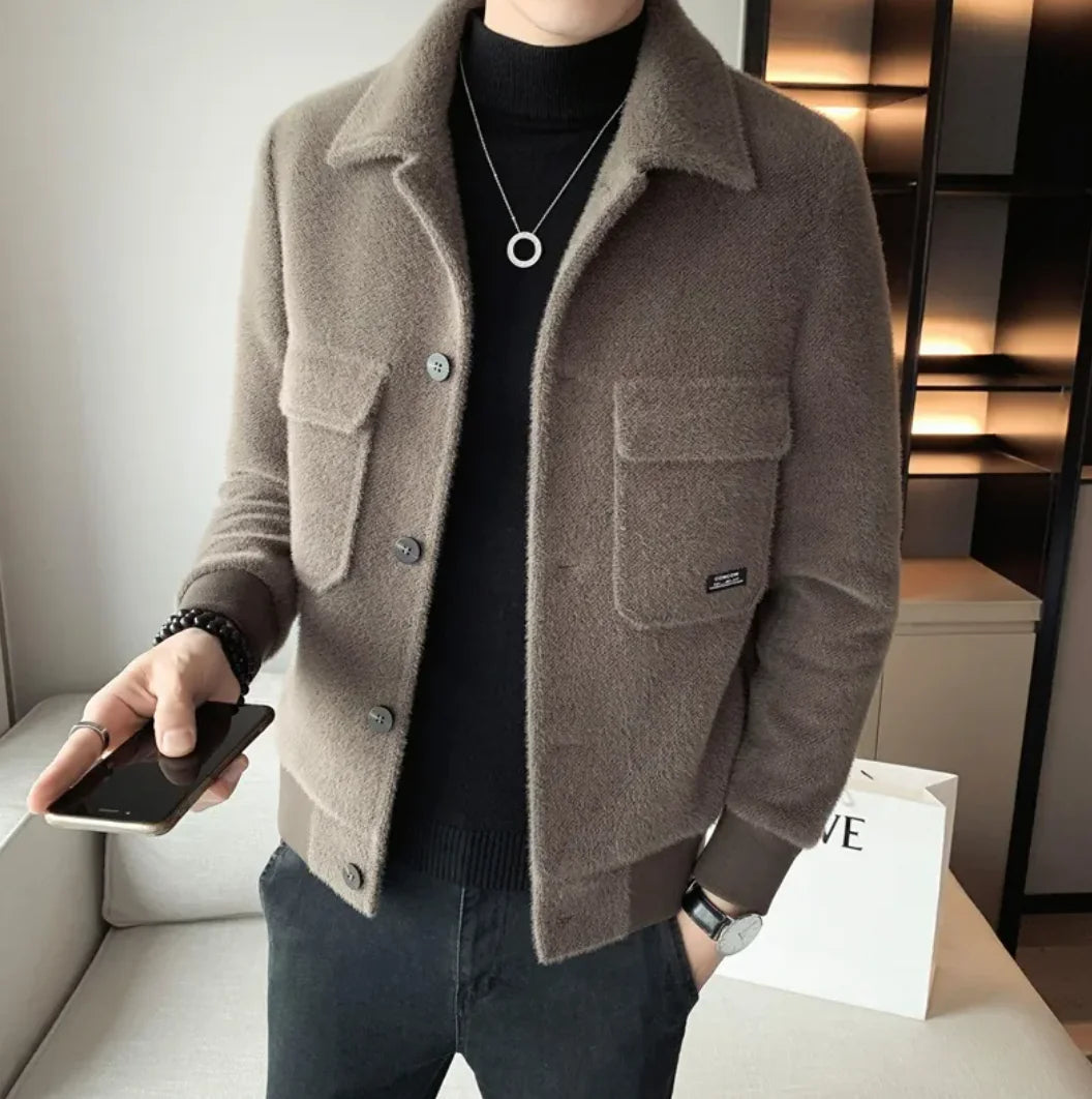 Men's Golden Mink Velvet Fur Coat