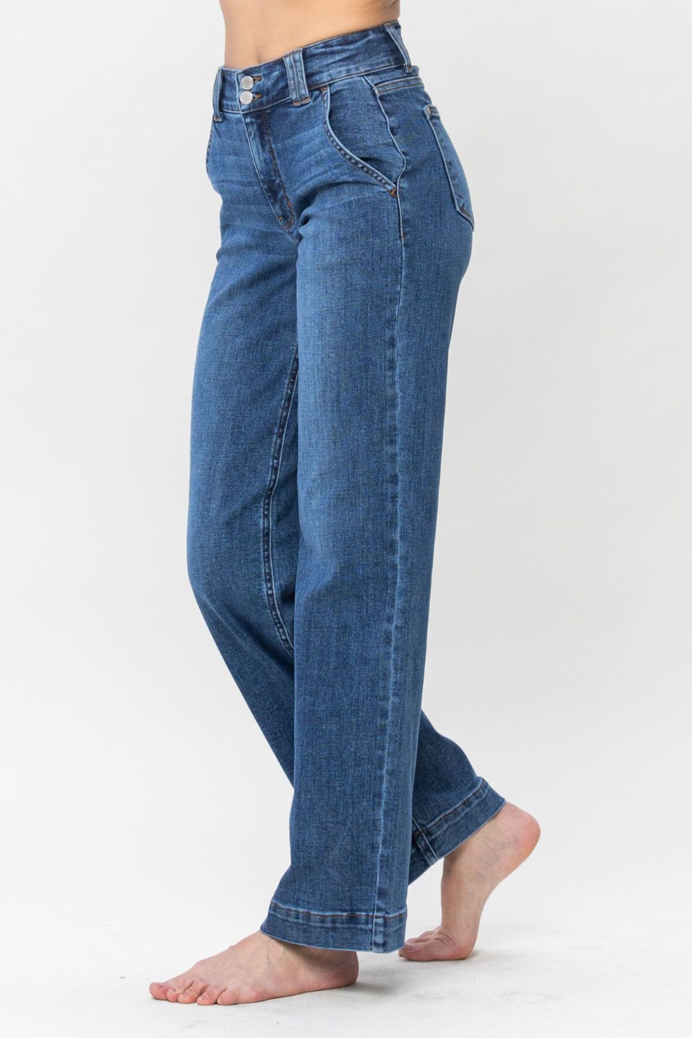 Women's Judy Blue Double Button Wide Leg Jeans