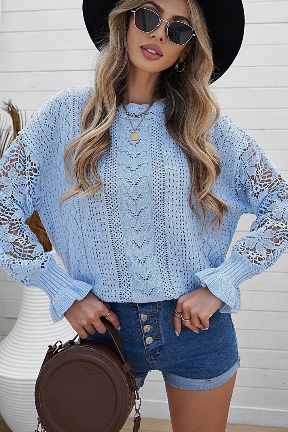 Women's Round Neck Long Sleeve Sweater Top