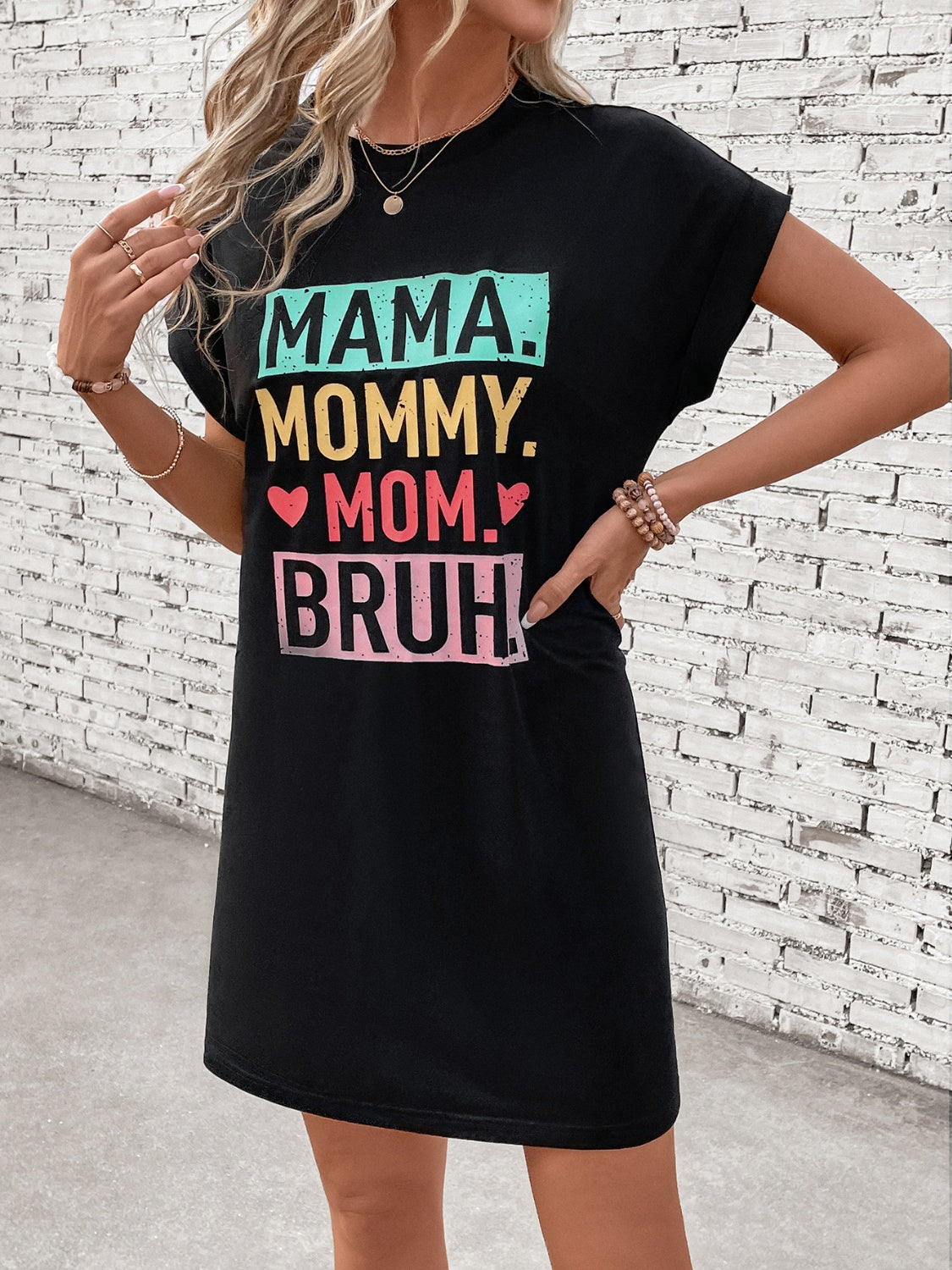 Graphic Mama Short Sleeve Mini T-Dress