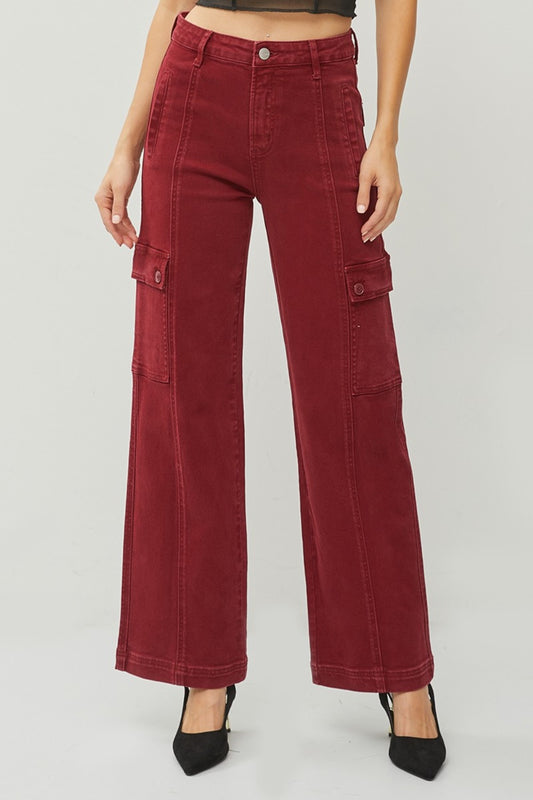 Women's High Rise Wide Leg Cargo Jeans