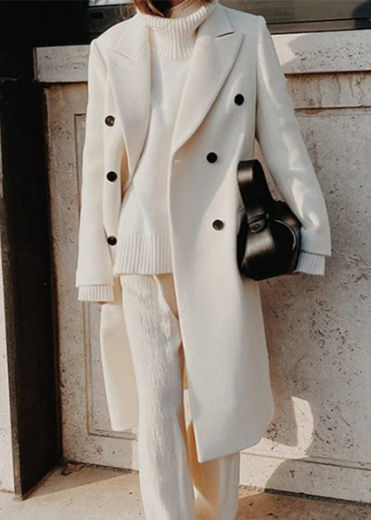 Women's Two-Tone Long Wool Coat