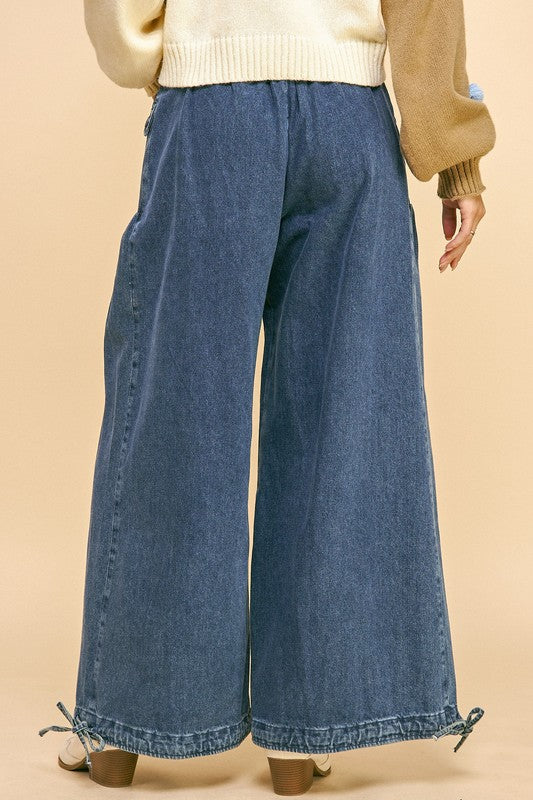 Women's Davi & Dani Drawstring Wide Leg Jeans