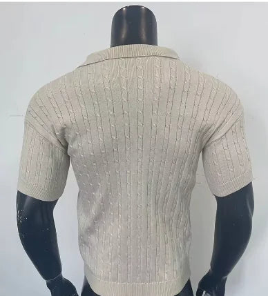 Men's Knitted Button Short-Sleeve Shirt