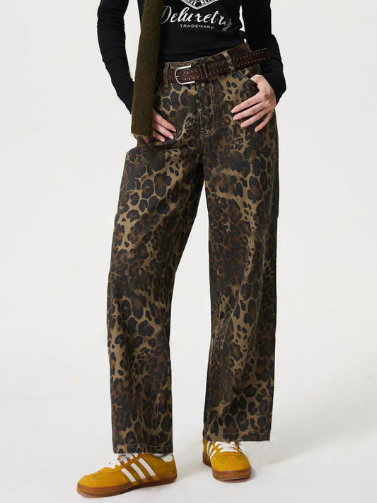 Women's Leopard Straight Leg Jeans