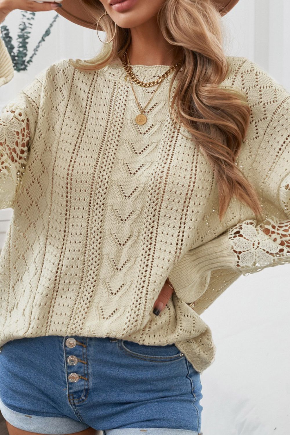 Women's Round Neck Long Sleeve Sweater Top