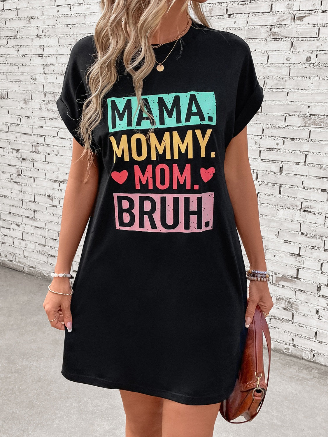 Graphic Mama Short Sleeve Mini T-Dress