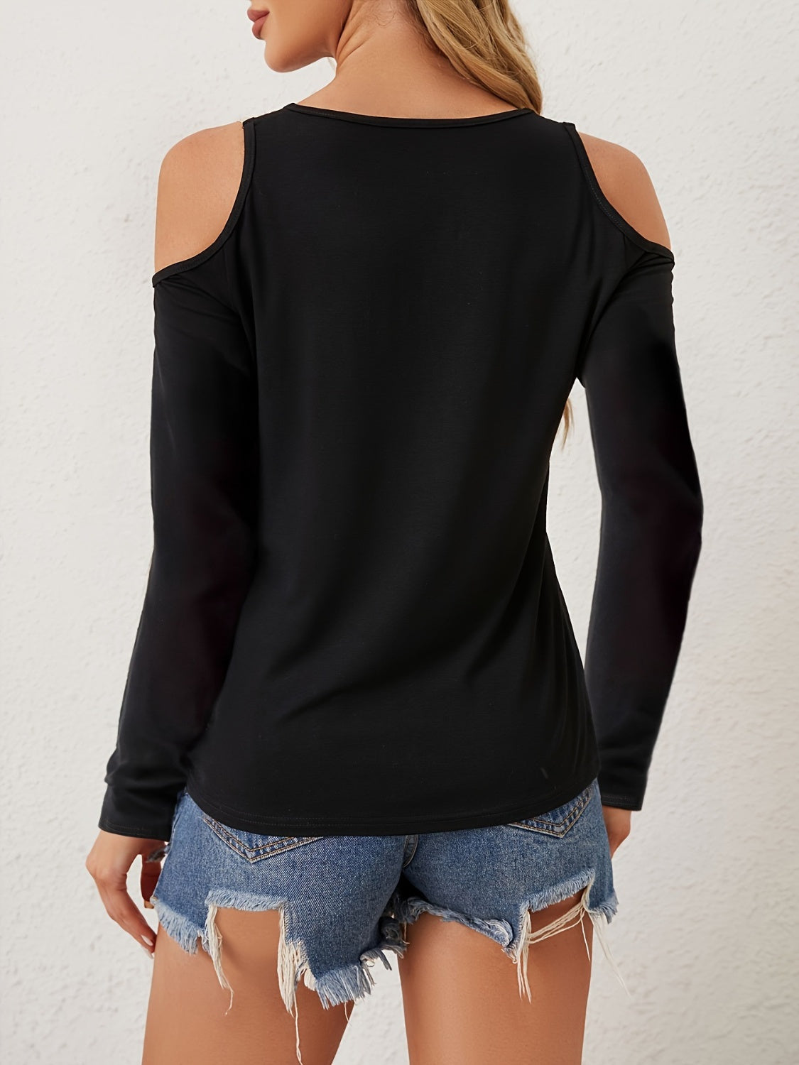 Women's V-Neck Cold Shoulder Long Sleeve Top