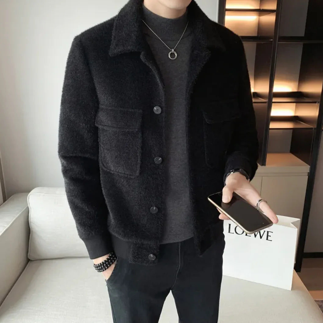 Men's Golden Mink Velvet Fur Coat