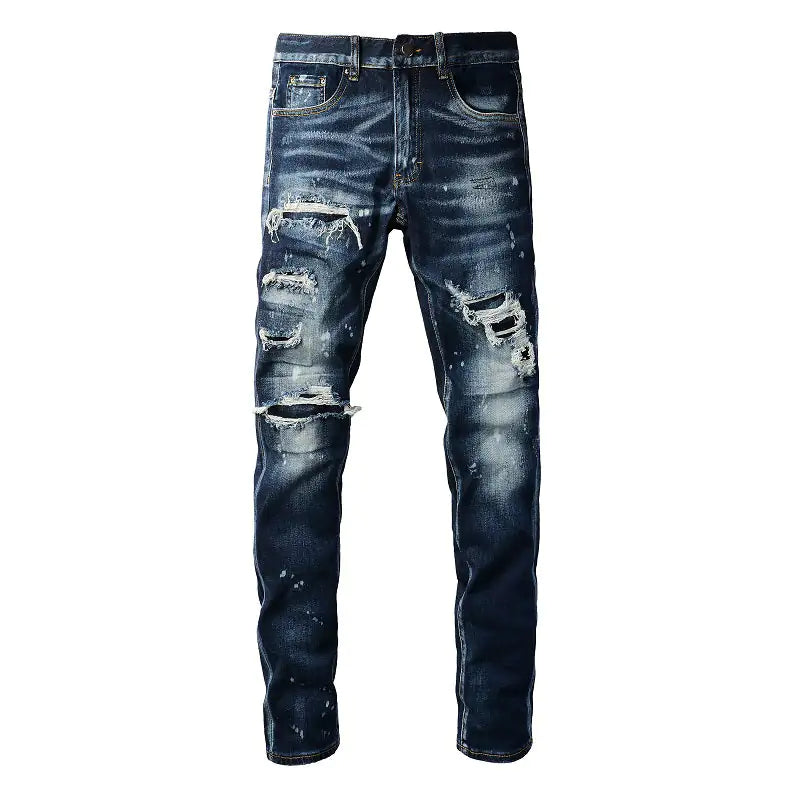 Men's Slim Ripped Holes Denim Jeans