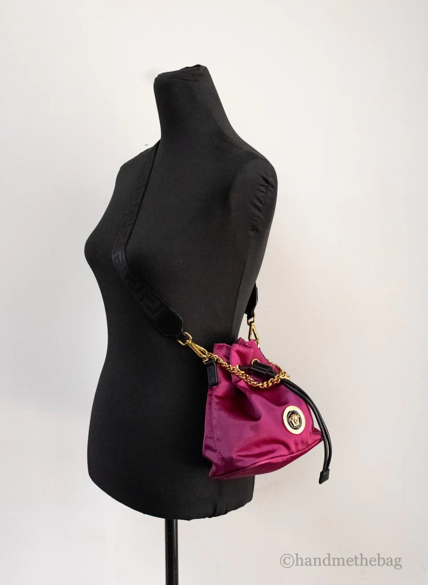 Versace Dahlia Nylon Medusa Pendant Chain Crossbody Bag