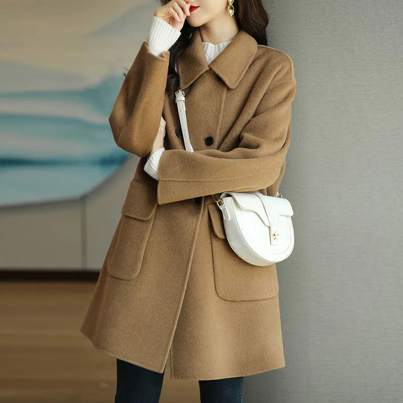 Women's Slim Fit And Mid Length Woolen Coat