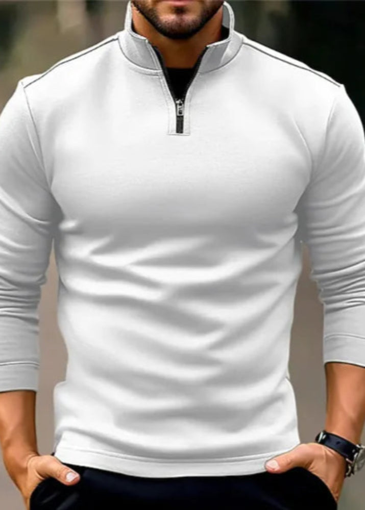 Men's Long-Seeve Zippered Polo Shirt