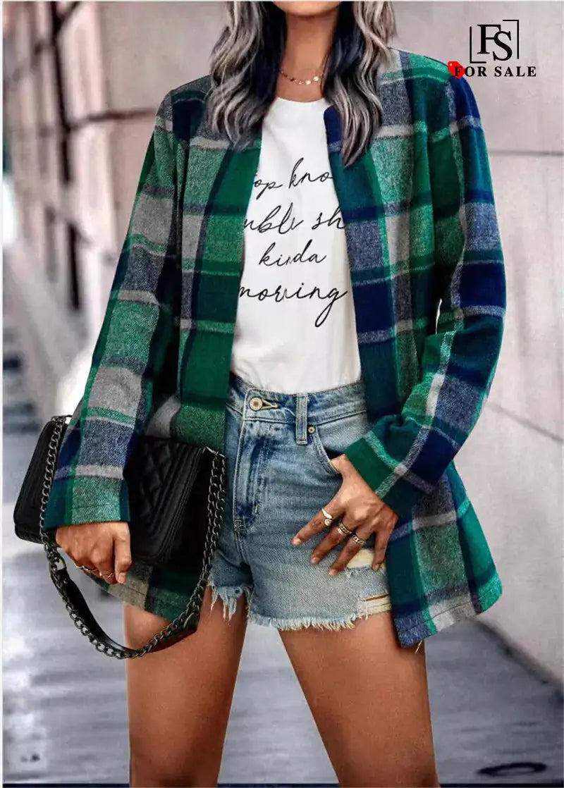 Women's Casual Checkered Coat