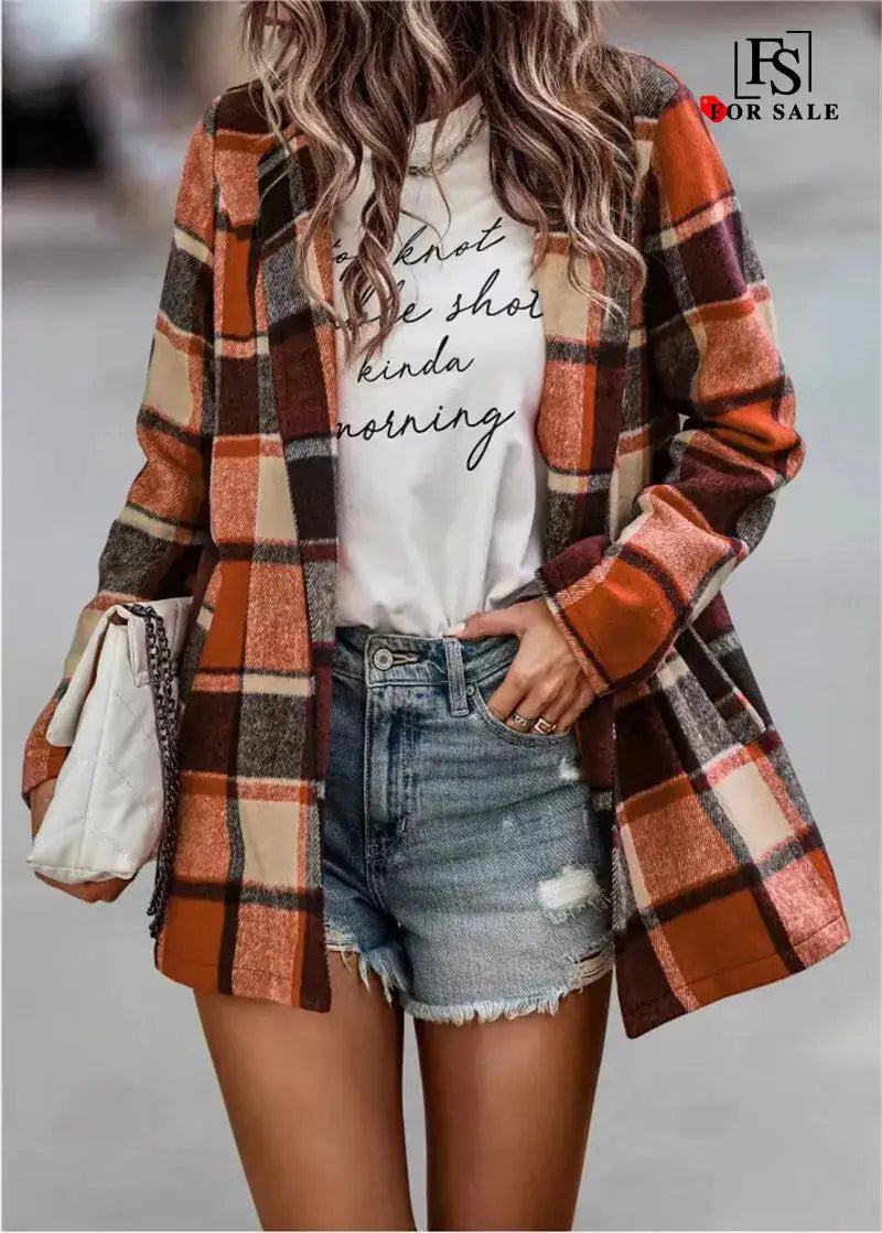 Women's Casual Checkered Coat