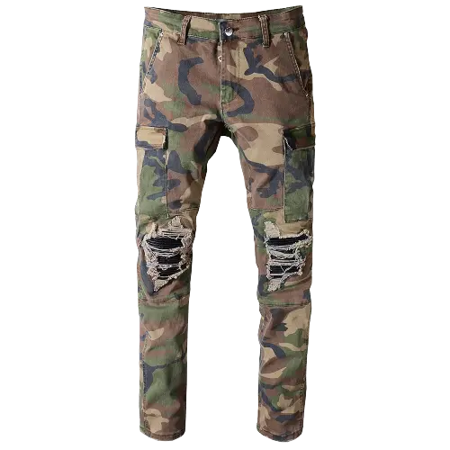 Men's Urban Edge Camouflage Ripped Jeans