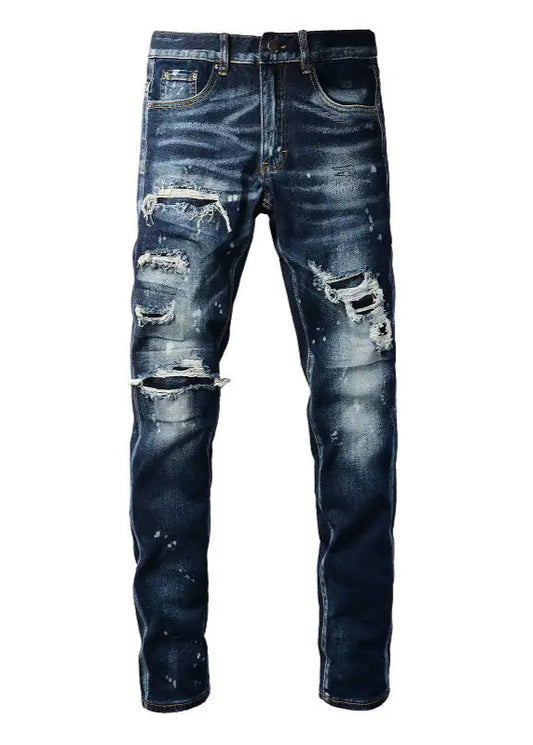 Men's Slim Ripped Holes Denim Jeans