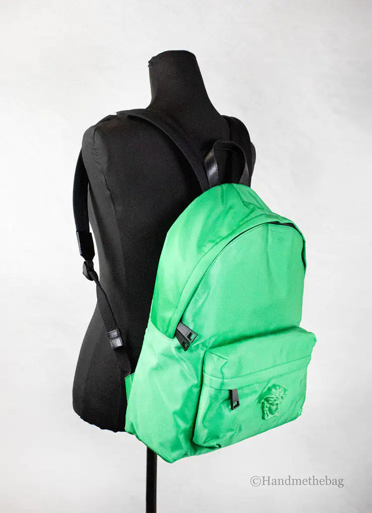 Versace Green Nylon Medusa Logo Backpack