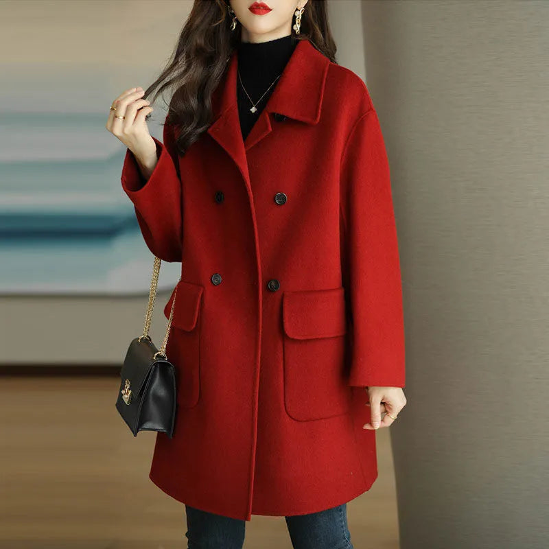 Women's Slim Fit And Mid Length Woolen Coat