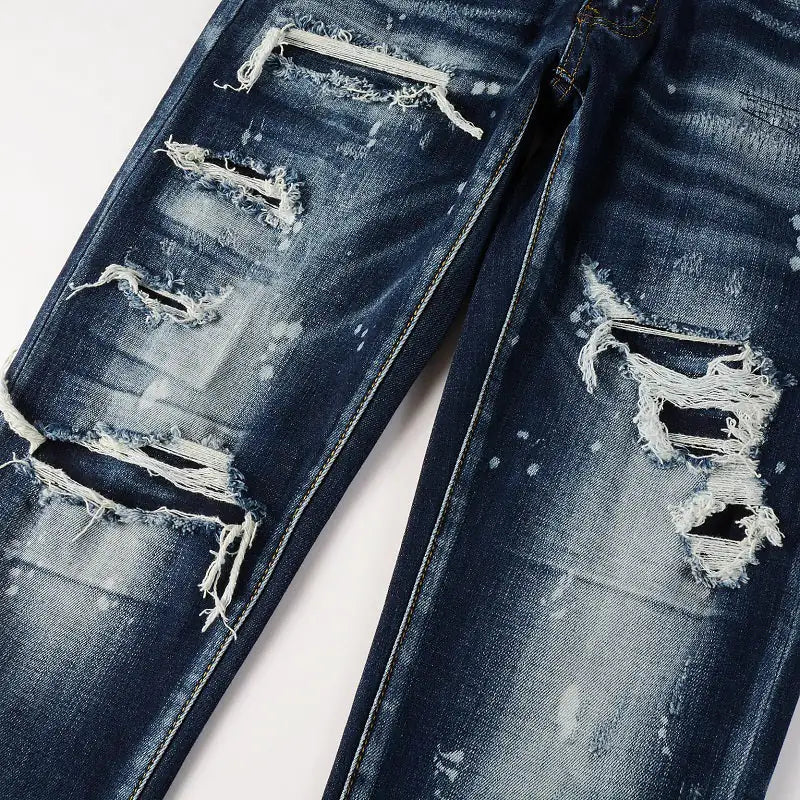 Men's Slim Ripped Holes Denim Jeans