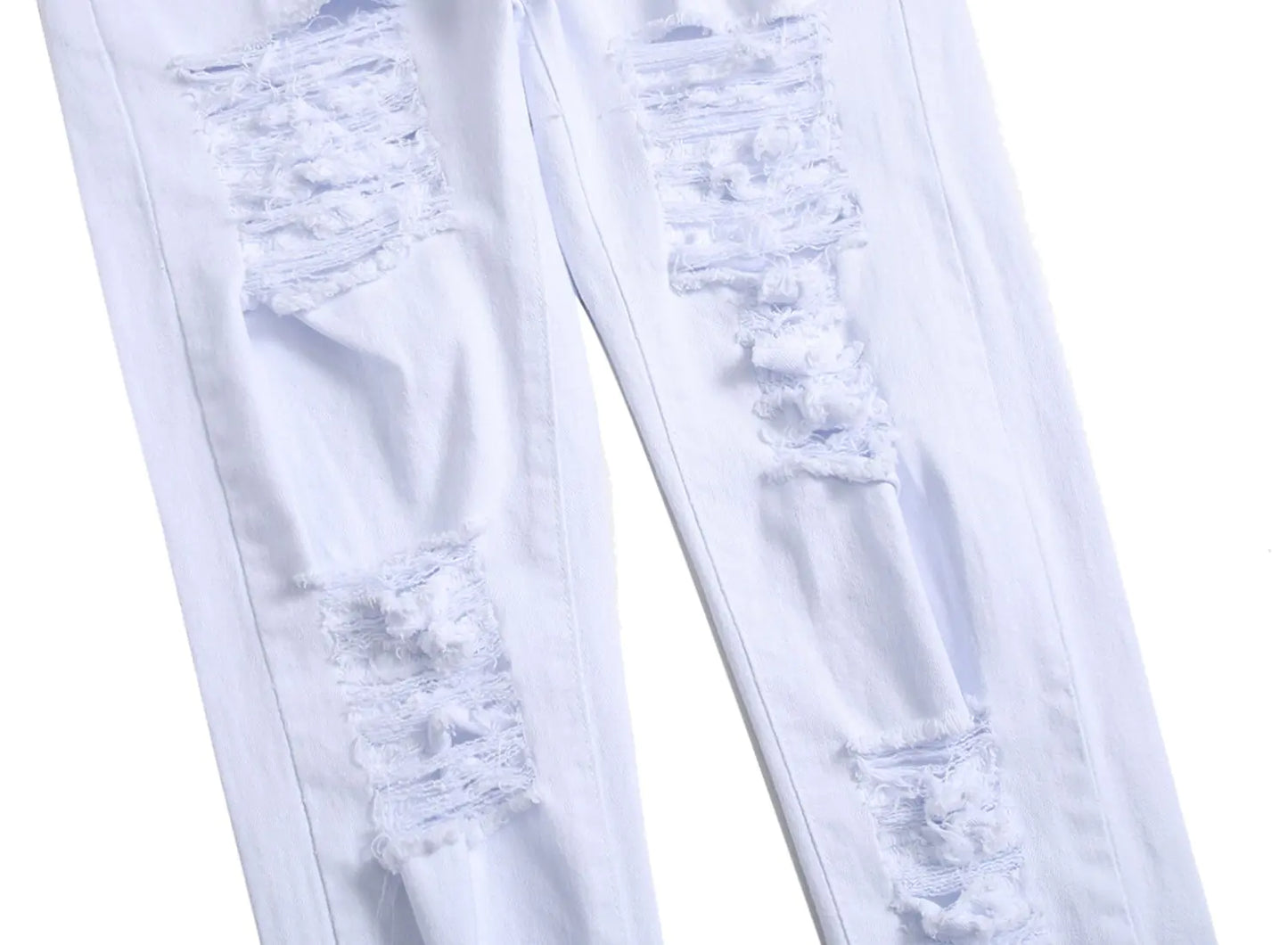 Men's White Distressed Straight Fit Jeans