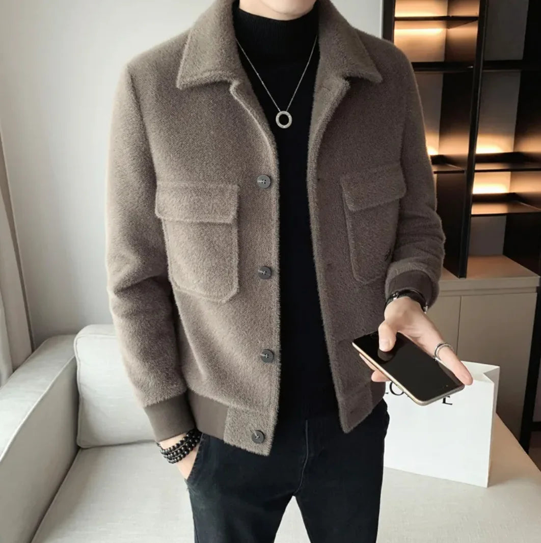 Men's Golden Mink Velvet Fur Coat