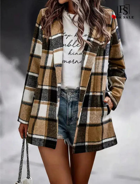 Women's Casual Checkered Coat