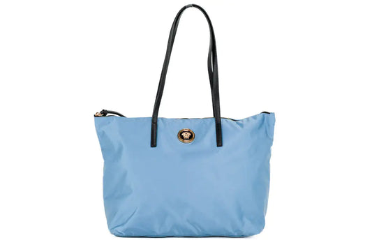 Versace Portuna Medusa Cornflower Blue Nylon Leather Tote