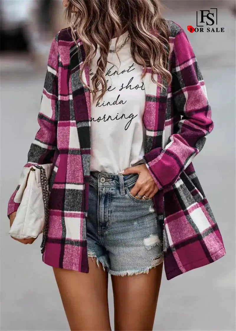 Women's Casual Checkered Coat