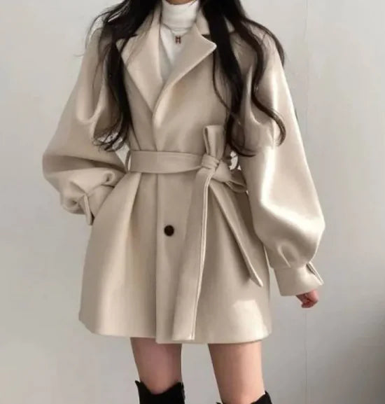 Women's Woolen Loose Wind Coat