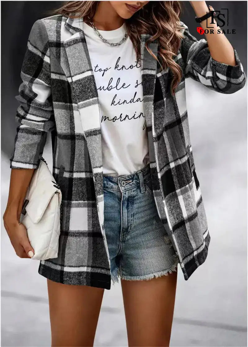 Women's Casual Checkered Coat